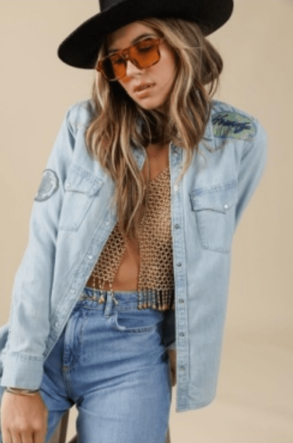 All Us Jacket Denim / S Chambray Skull Top