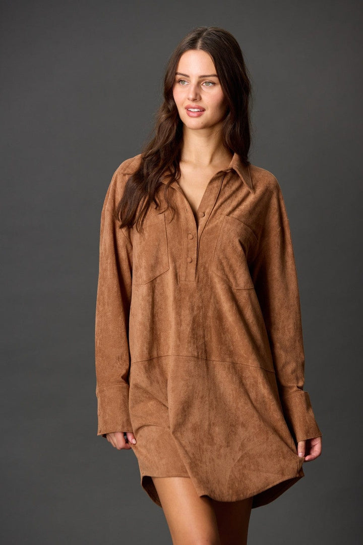 Before You Collection Dress Camel / XS Arlet Suede Short Dress