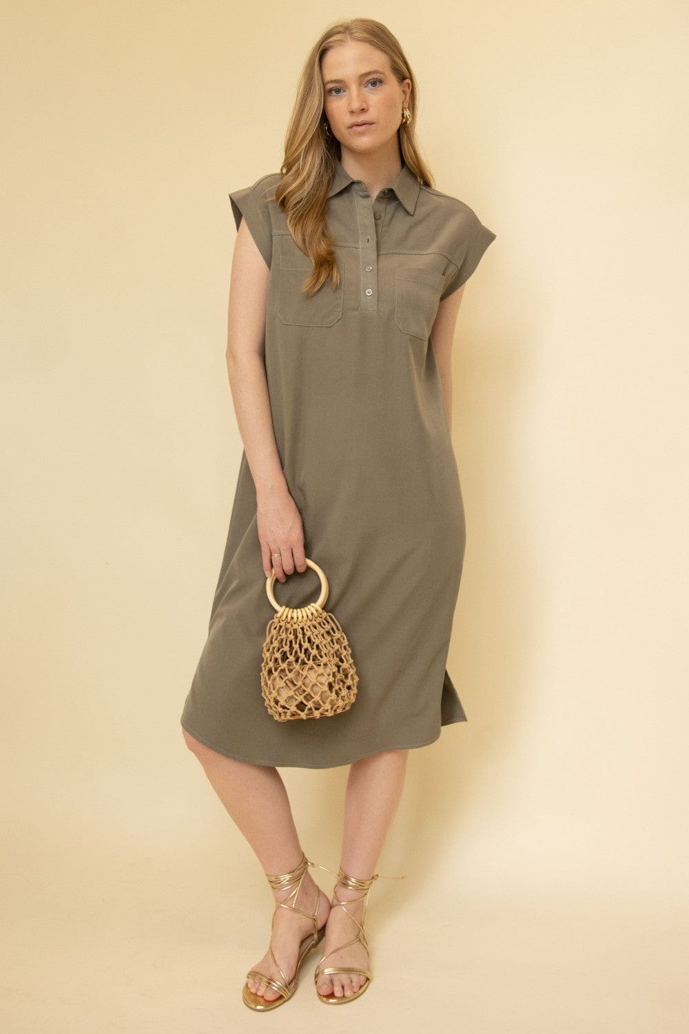 Before You Collection Dress Light Olive / XS Hana Midi Dress