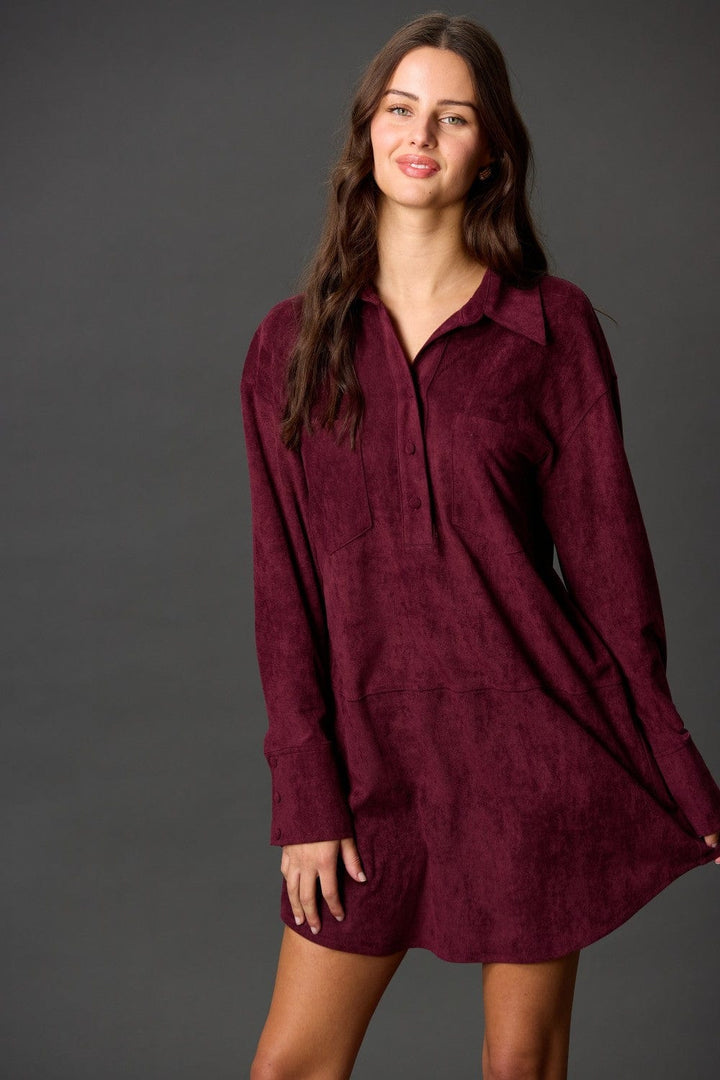 Before You Collection Dress Port / XS Arlet Suede Short Dress