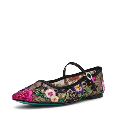 Betsey Johnson Sandal Black Multi Floral / 6 Nova Ballet Flat
