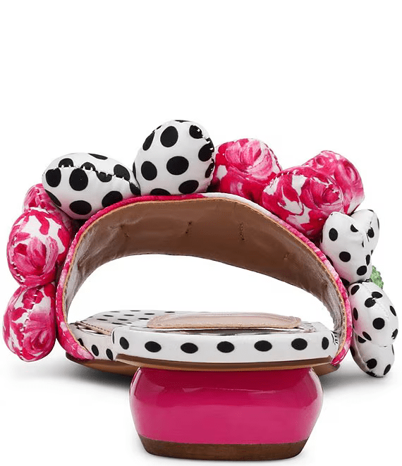 Betsy Johnson Sandal Emelia Polka Dot Print Puffy Flower Slide Sandals