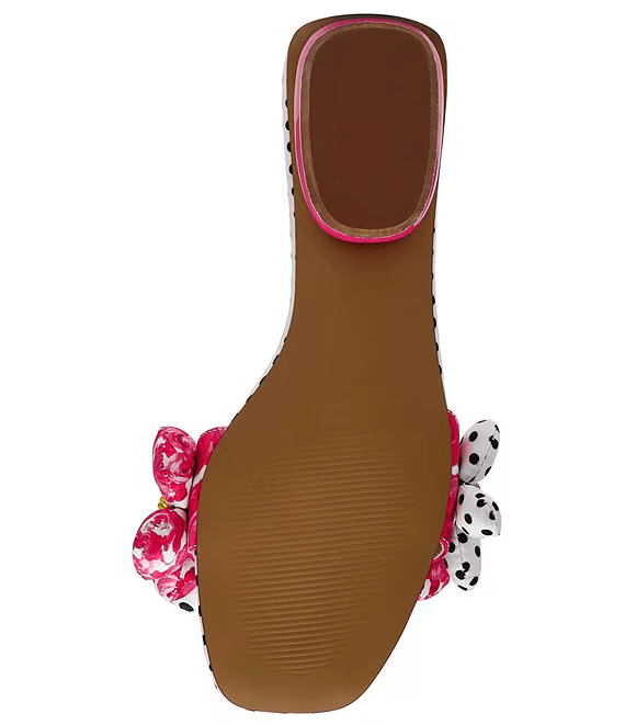 Betsy Johnson Sandal Emelia Polka Dot Print Puffy Flower Slide Sandals