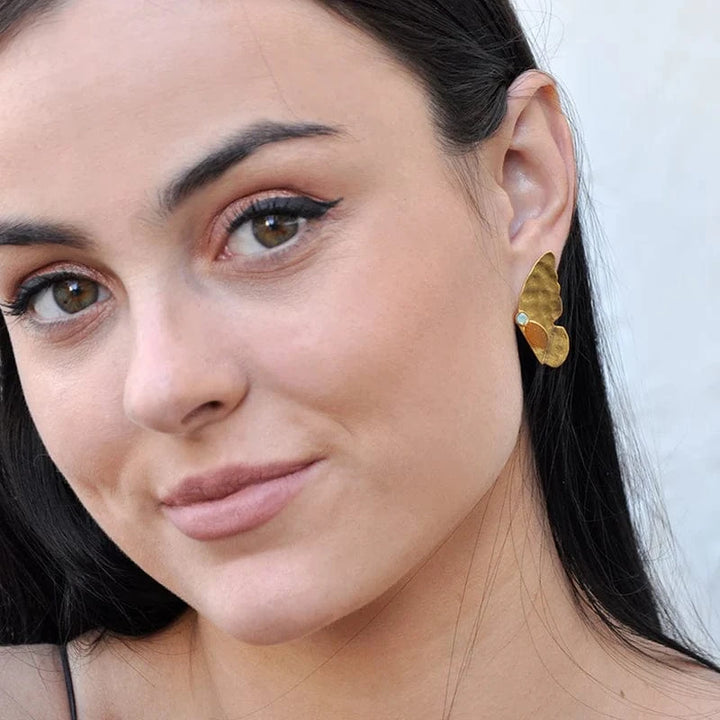 By Aris Earrings Gold w/ Aurora Petite Mariposa Earrings