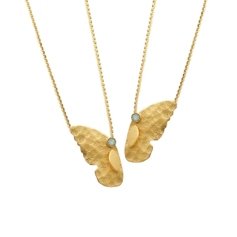 By Aris Necklace Gold w/ Gold Gem Mini Mariposa Necklace