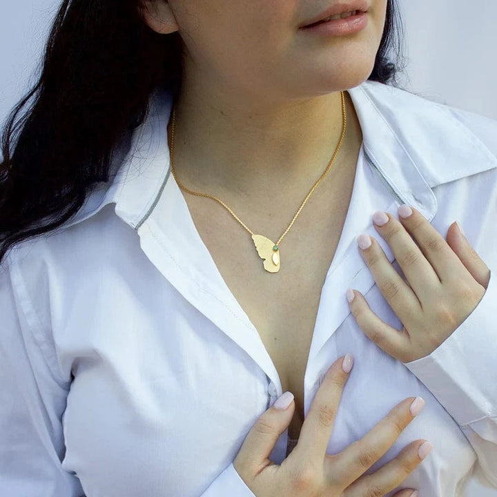 By Aris Necklace Gold w/ Gold Gem Mini Mariposa Necklace