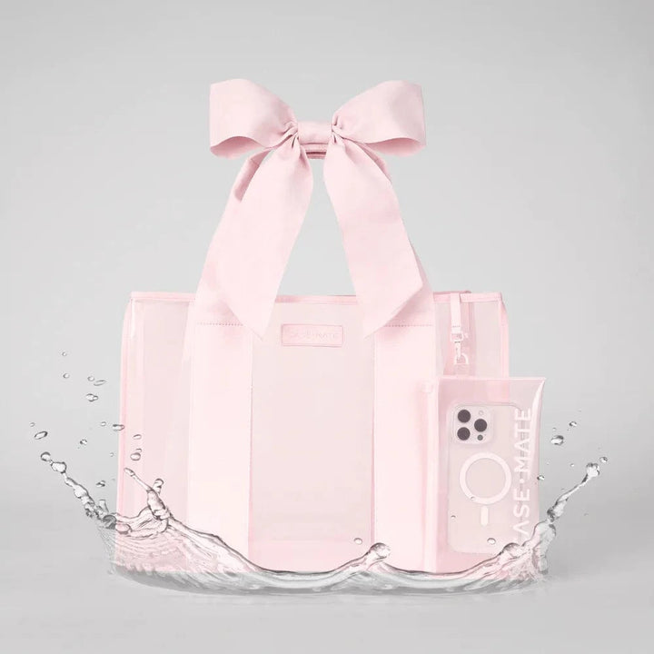 Case Mate Tote Ballet Pink Bow Beach Tote w/ Phone Pouch