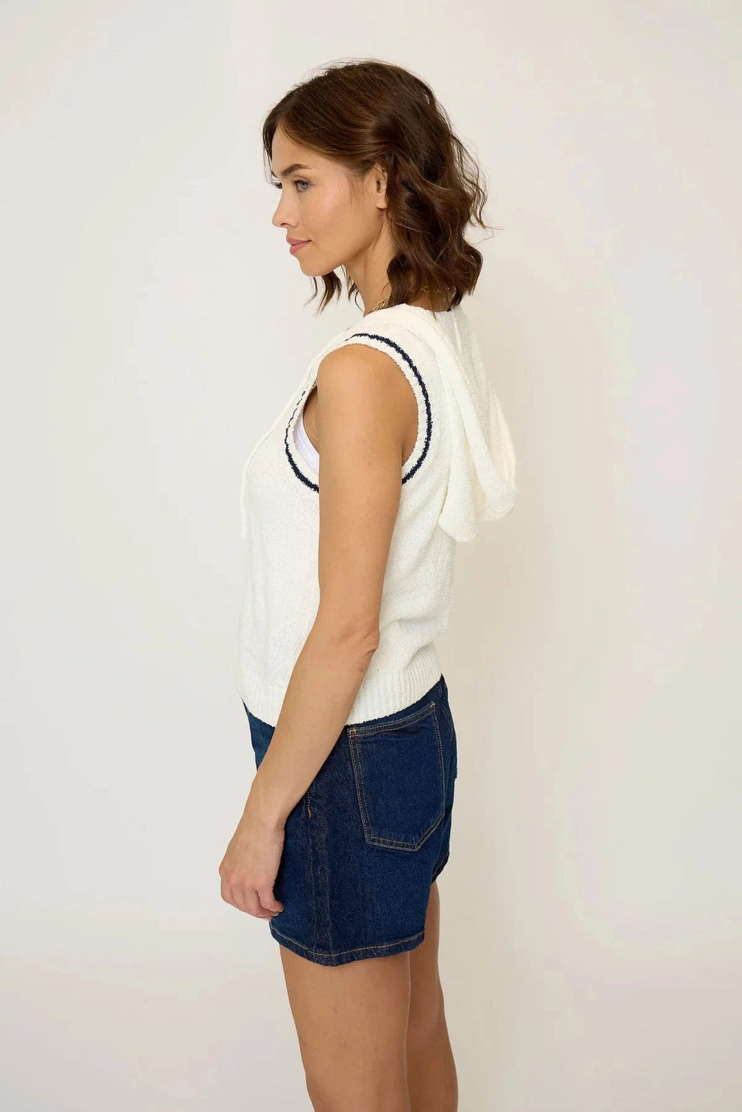 Central Park West NY Top Daphne Hooded Zip Up Shell