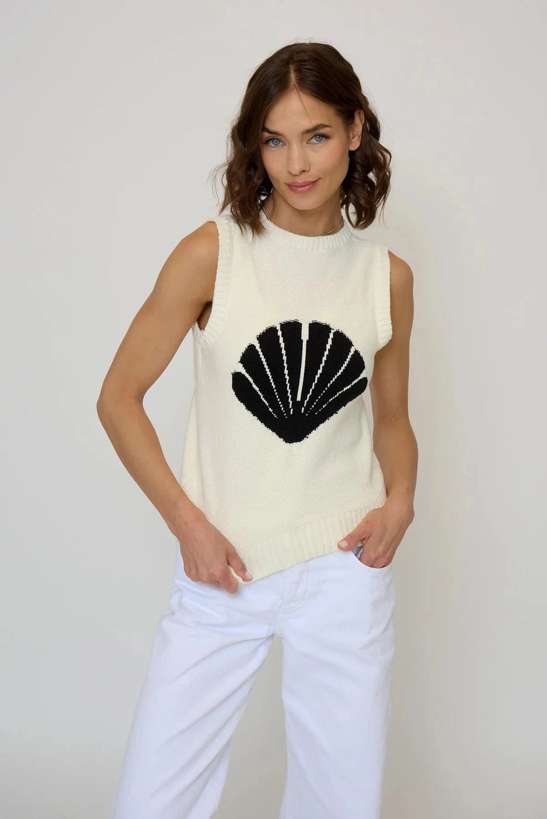 Central Park West NY Top Ivory / S Evie Shell Print Tank