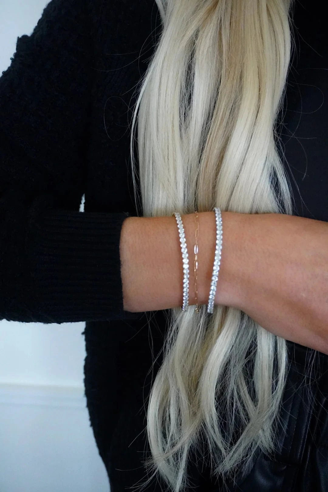 ChanSuttPearls Bracelet Silver Stretchy Tennis Bracelet