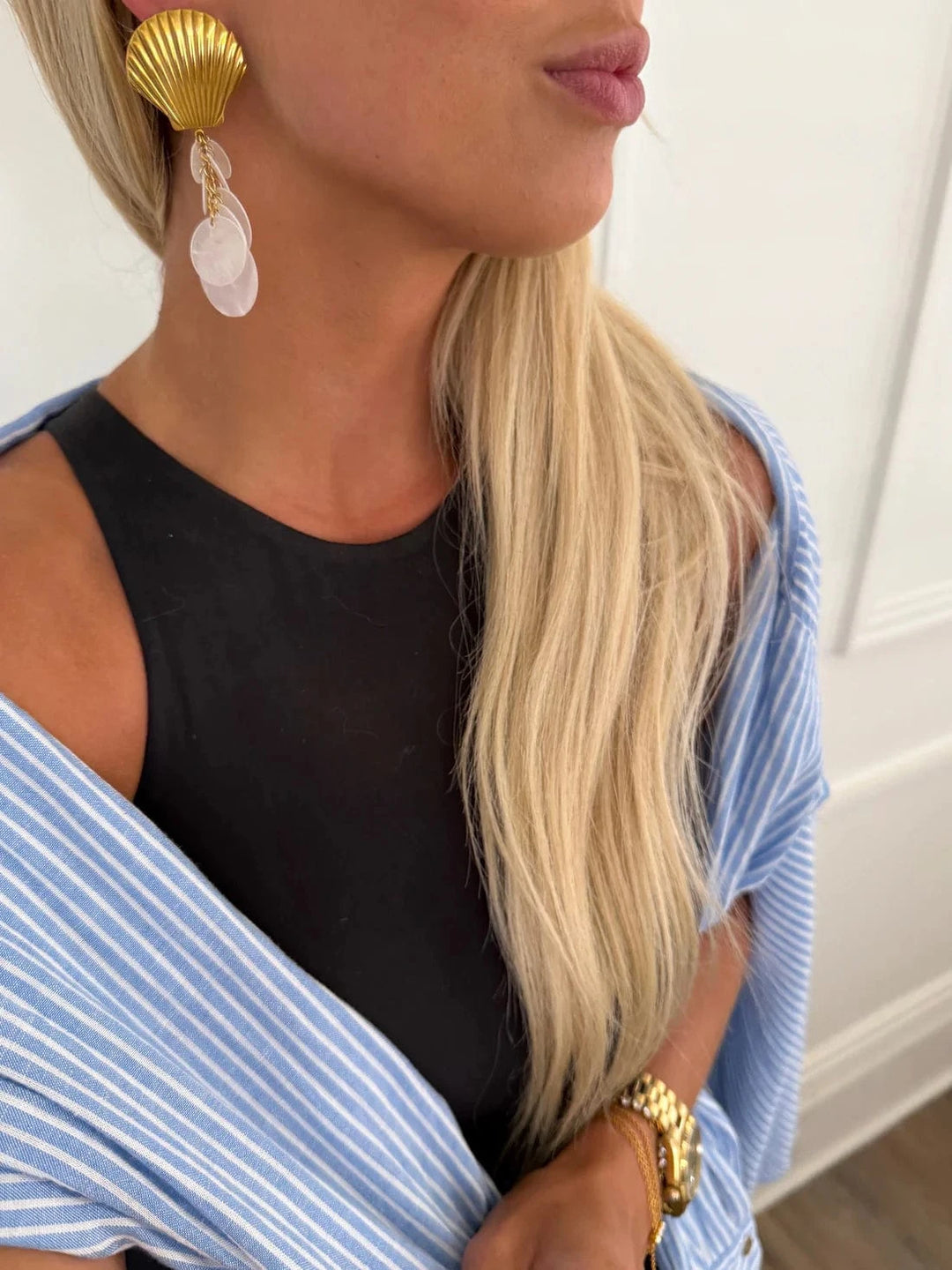 ChanSuttPearls Earrings Pearl Seashell Earrings