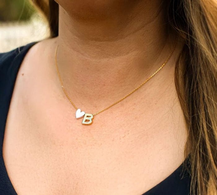 Cool and Interesting Necklace CAI Two Tone "Full of Love" Heart & Initial Necklaces