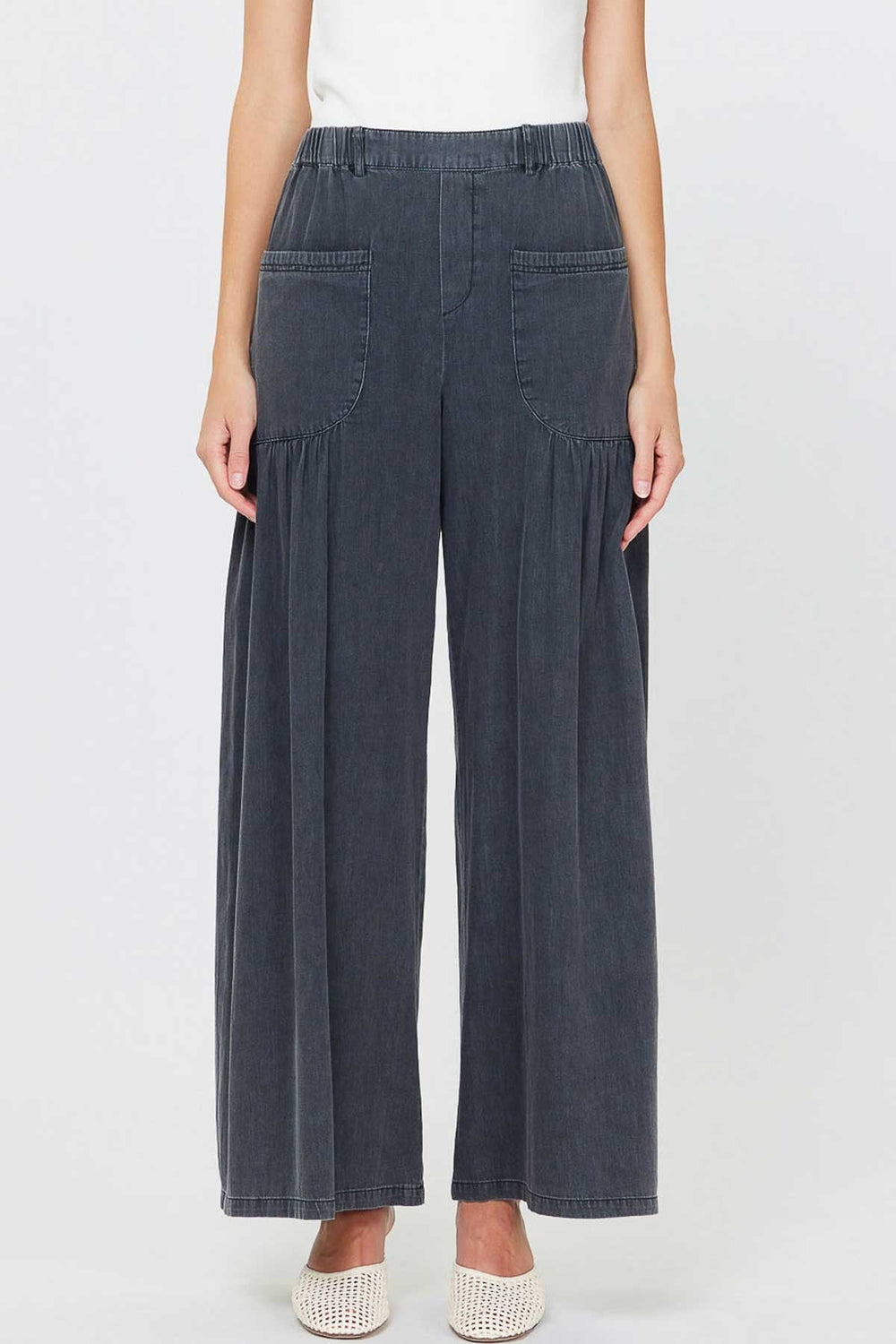 Current Air Pants Washed Black / XS Joy Wide Tiered Pants