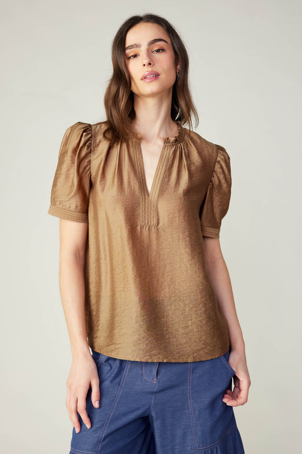 Current Air Top Gathered Sleeve Blouse