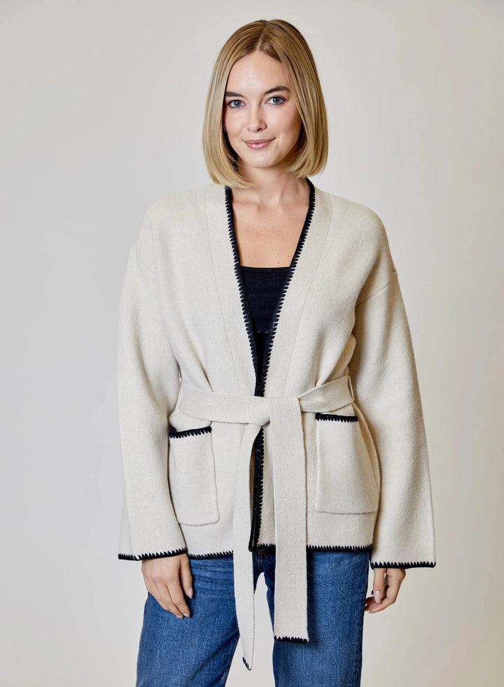 Design History Cardi Hummus Combo / S Gemma Tie Front Cardi