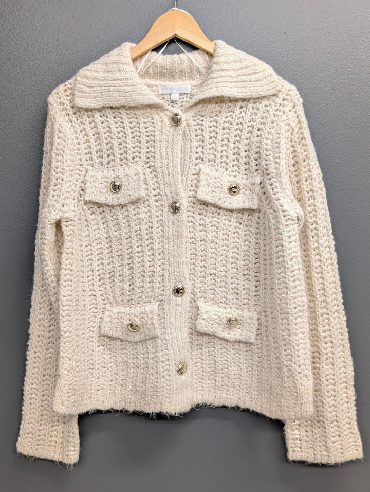 Design History Sweater Hummus / S Kaylee Button Sweater