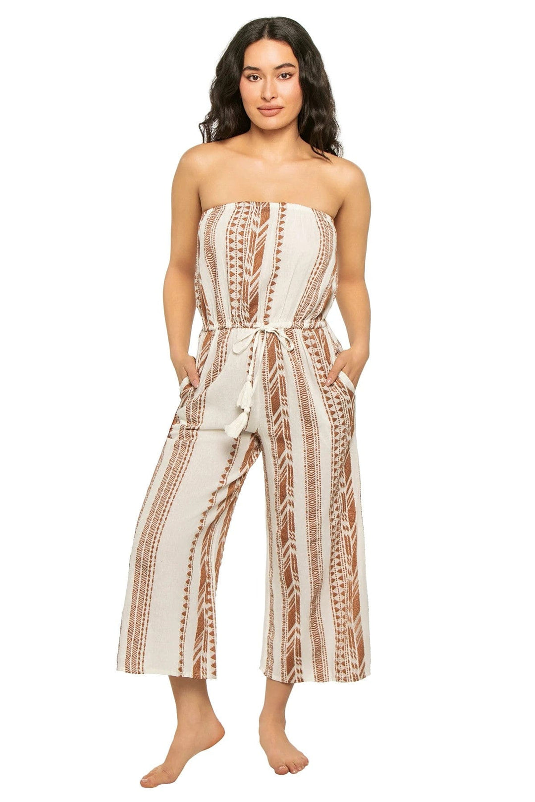 Elan Jumpsuit Beige / S Elena Strapless Jumpsuit
