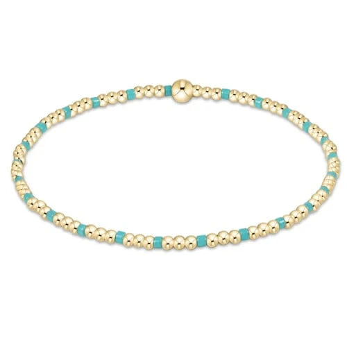 enewton Bracelet Hope Sincerity Pattern 2mm Bead Bracelet - Turquoise