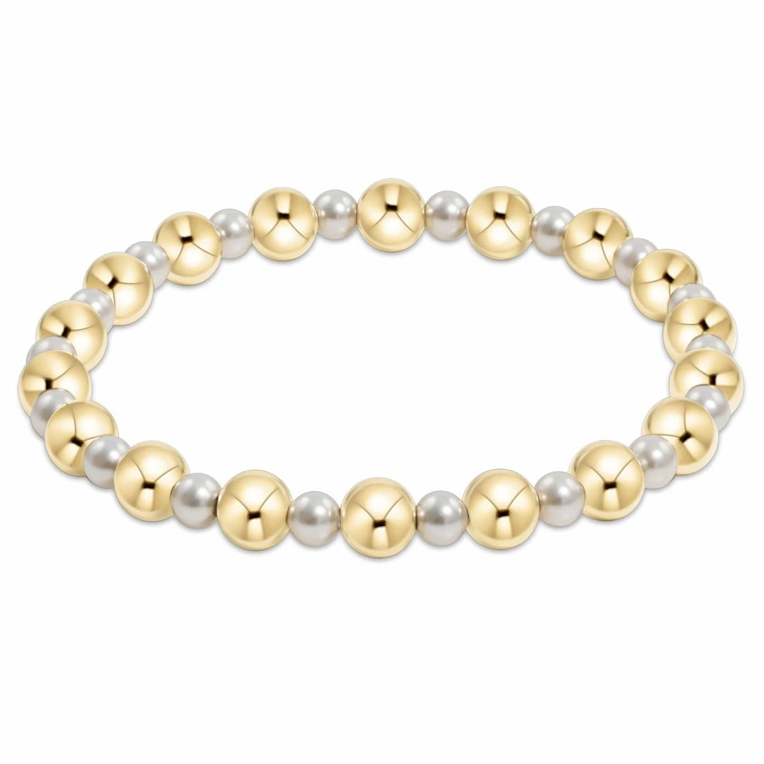 enewton Bracelet Pearl Grateful Pattern 4mm Bead Bracelet - 6mm Gold