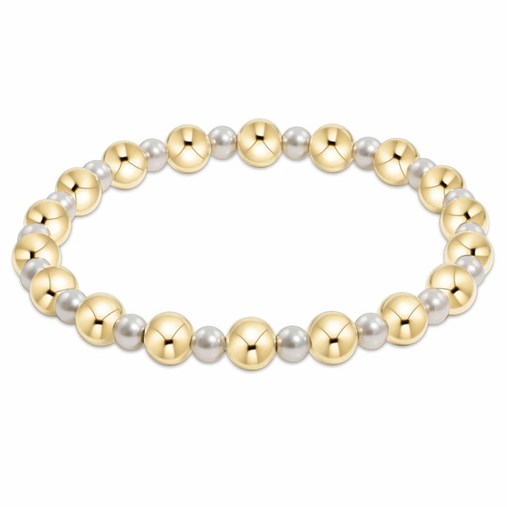 enewton Bracelet Pearl Grateful Pattern 4mm Bead Bracelet - 6mm Gold