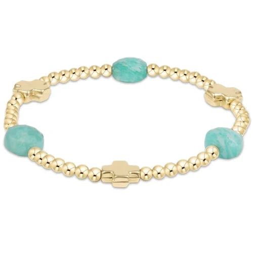 enewton Bracelet Signature Cross Admire Gold Pattern 3mm Bead Bracelet - Amazonite
