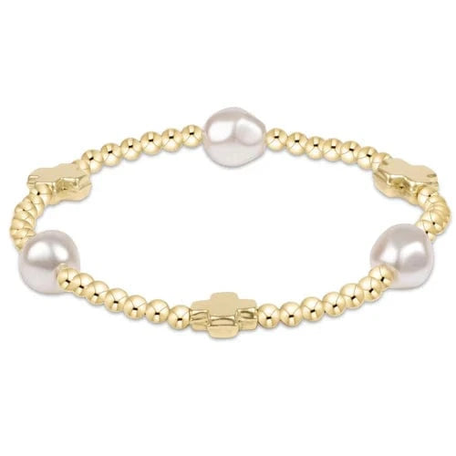 enewton Bracelet Signature Cross Admire Pearl Pattern 3mm Bead Bracelet - Gold