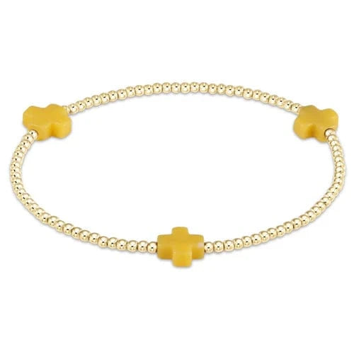 enewton Bracelet Signature Cross Gold Pattern 2mm Bead Bracelet - Canary