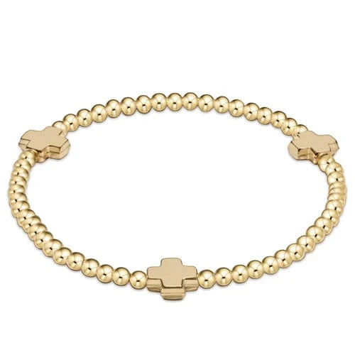 enewton Bracelet Signature Cross Gold Pattern 3mm Bead Bracelet - Gold