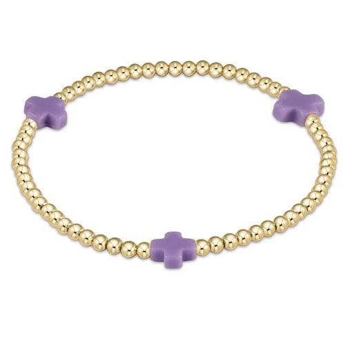 Classic Pink Opal 3mm Bracelet - Signature Cross Gold Charm