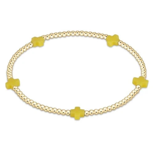 enewton Bracelet Signature Cross Small Gold Pattern 2mm Bead Bracelet - Canary