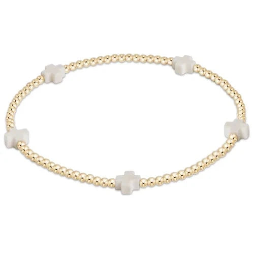 Signature Cross Small 2mm Gold Bracelet - Off White – Teal Poppy