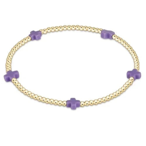 enewton Bracelet Signature Cross Small Gold Pattern 2mm Bead Bracelet - Purple