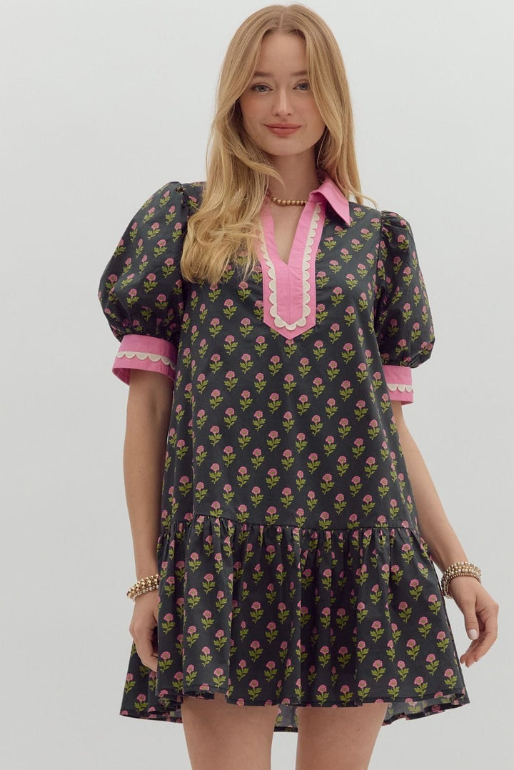 Entro Dress Black / S Alexis Floral Mini Dress