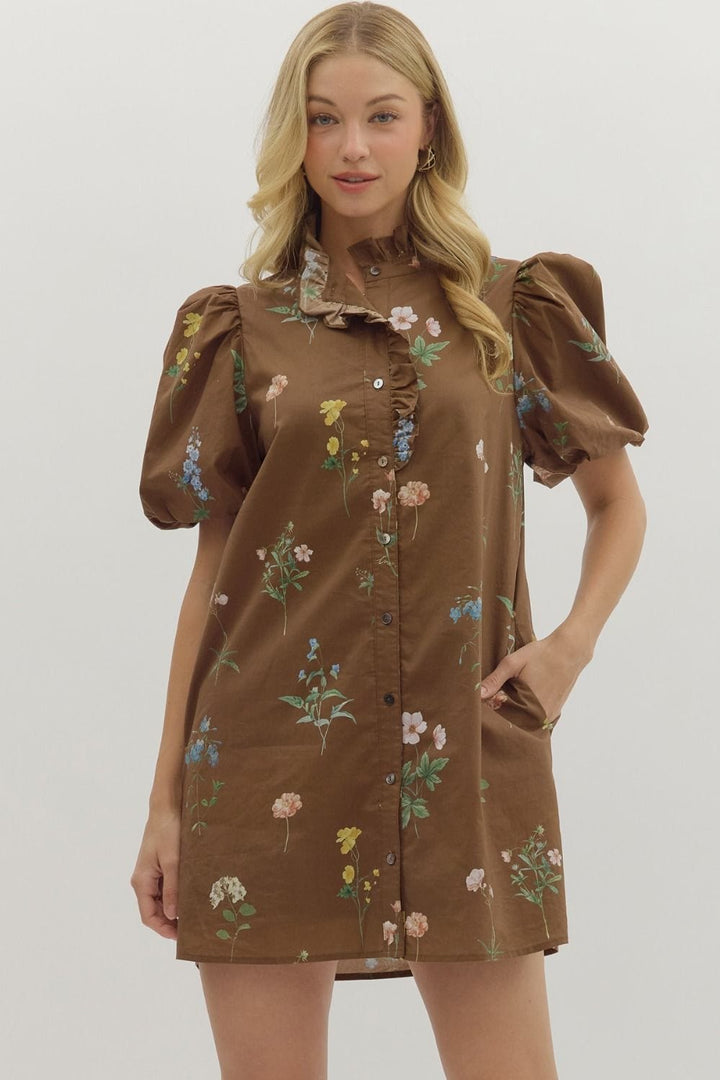 Entro Dress Brown / S Maya Floral Dress