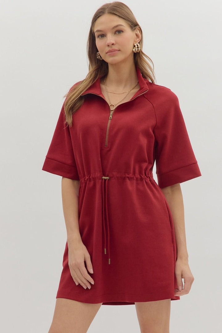 Entro Dress Burgundy / S Josie Zip Front Dress
