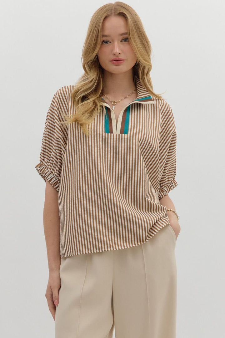 Entro Top Caramel / S Julia Stripe Top