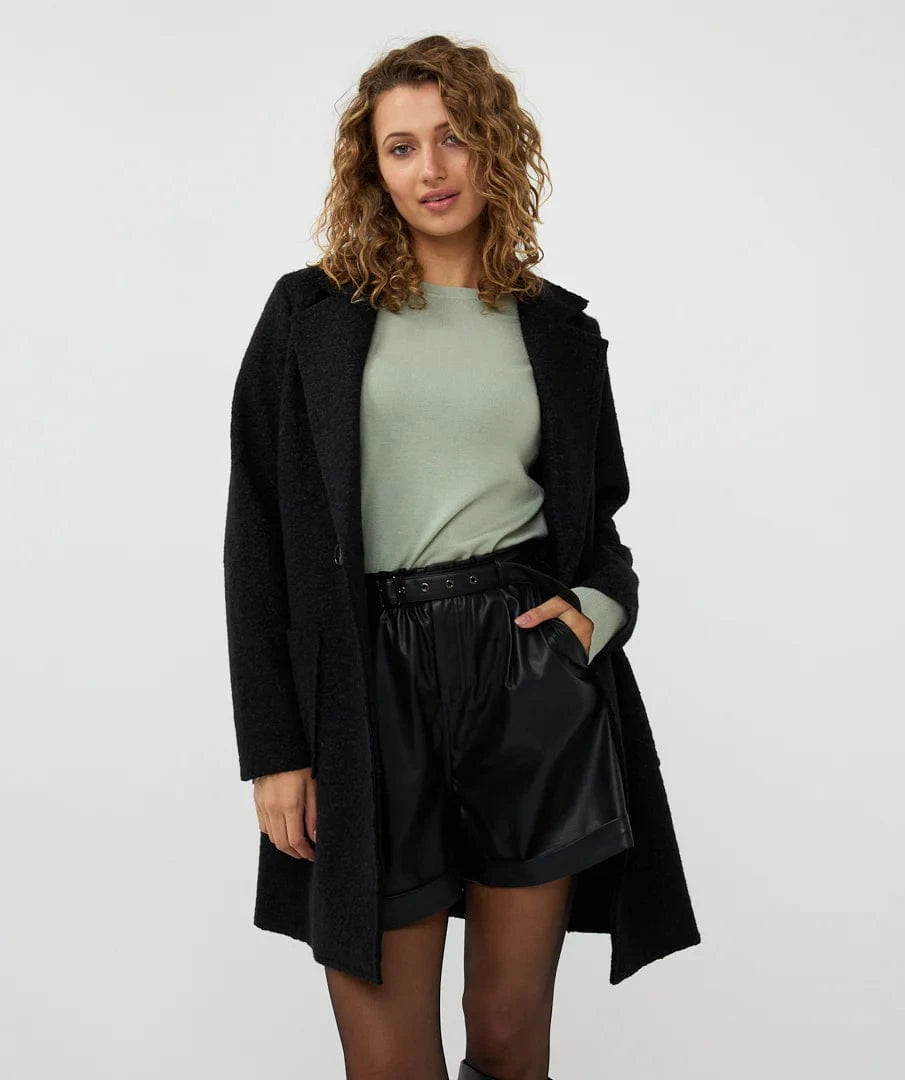 Esqualo Jacket Black / XS Bloucle Knitted Long Cardigan