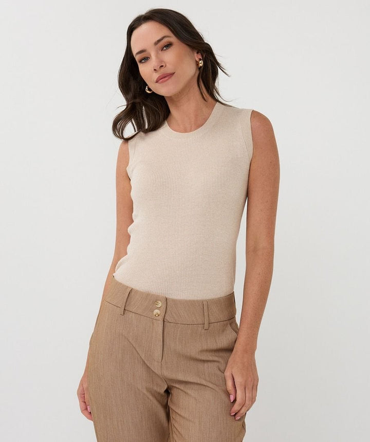 Esqualo Sweater Light Sand Melange / XS Nora Sleeveless Rib Sweater
