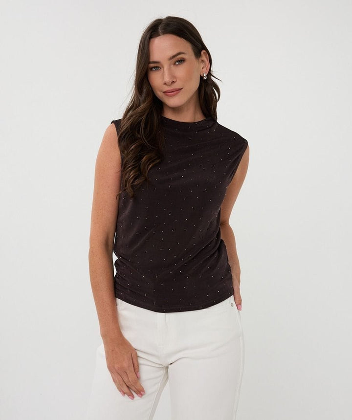 Esqualo Top Grey Metallic / XS Strass Top