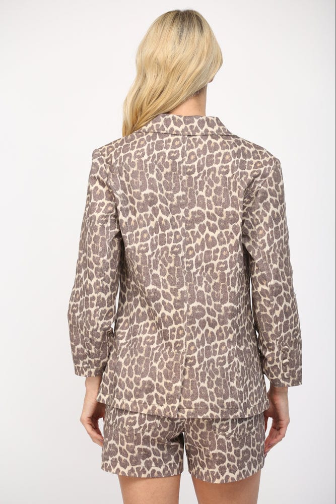 Fate Blazer Daryla Leopard Pring Denim Blazer