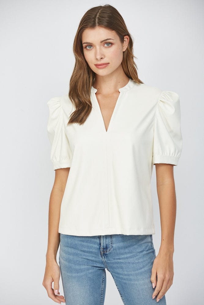 Fate Top Cream / S Cali Faux Leather Top