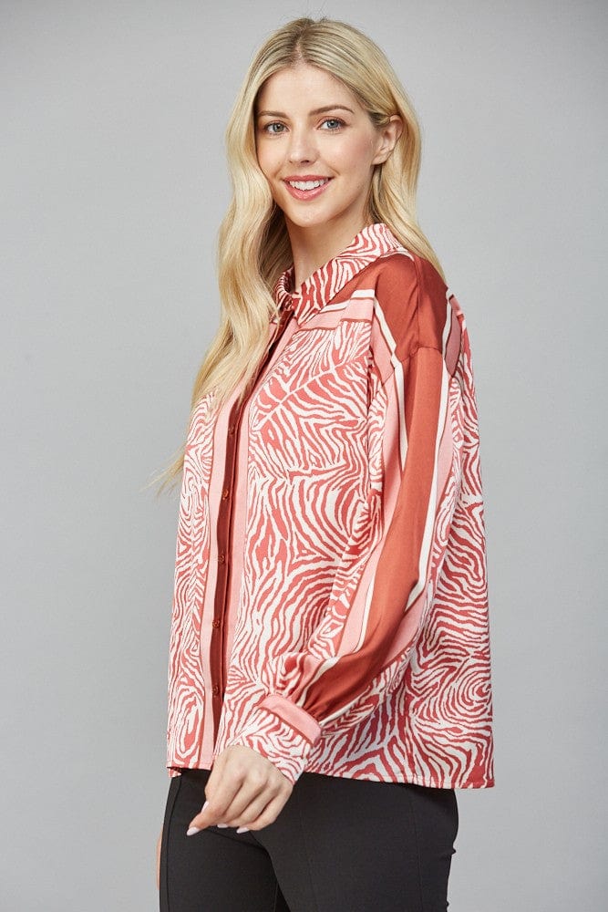 Fate Top Maren Satin Print Top