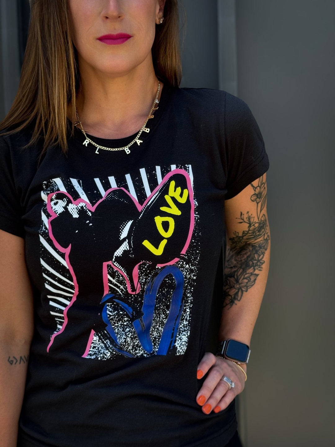 Girl Babble Tees Graphic Tee Black / XS Neon Love Tee
