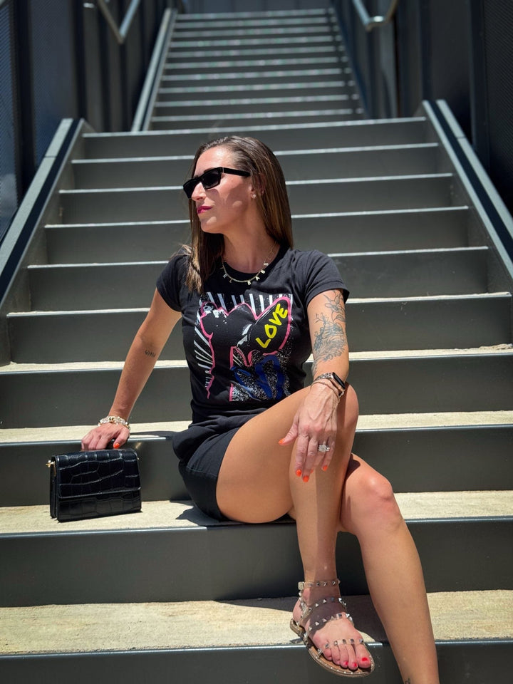 Girl Babble Tees Graphic Tee Neon Love Tee