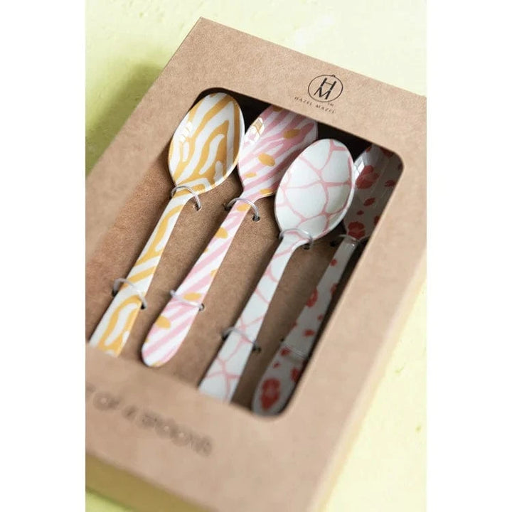 Hazel Mazel Spoons Animal Print / Set of 4 Enameled Stainless Spoon
