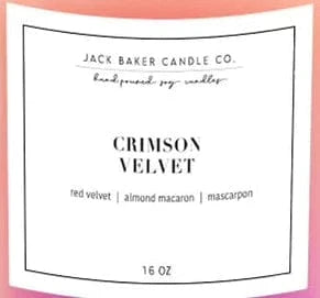 Jack Baker Candles Candle Crimson Velvet Jack Baker Candle