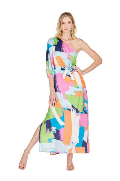Jade Dress Multi Brush / XS Malonia One Shoulder Column Dress