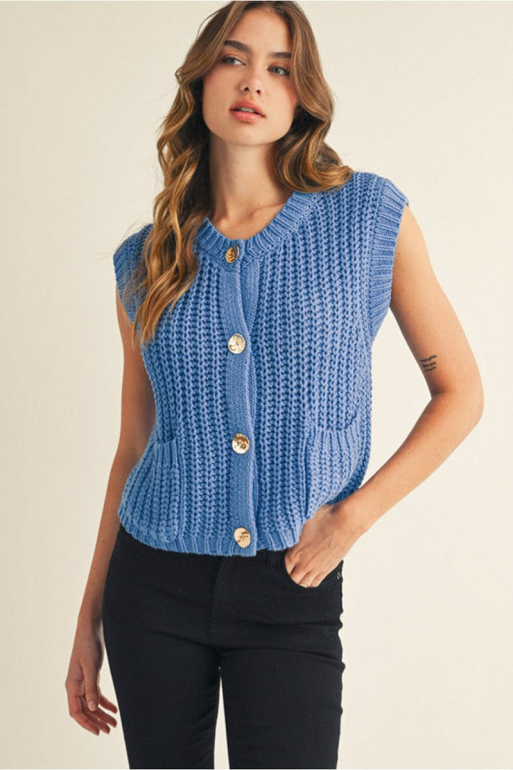 Jodifl Vest Blue / S Cora Button Down Sweater Vest