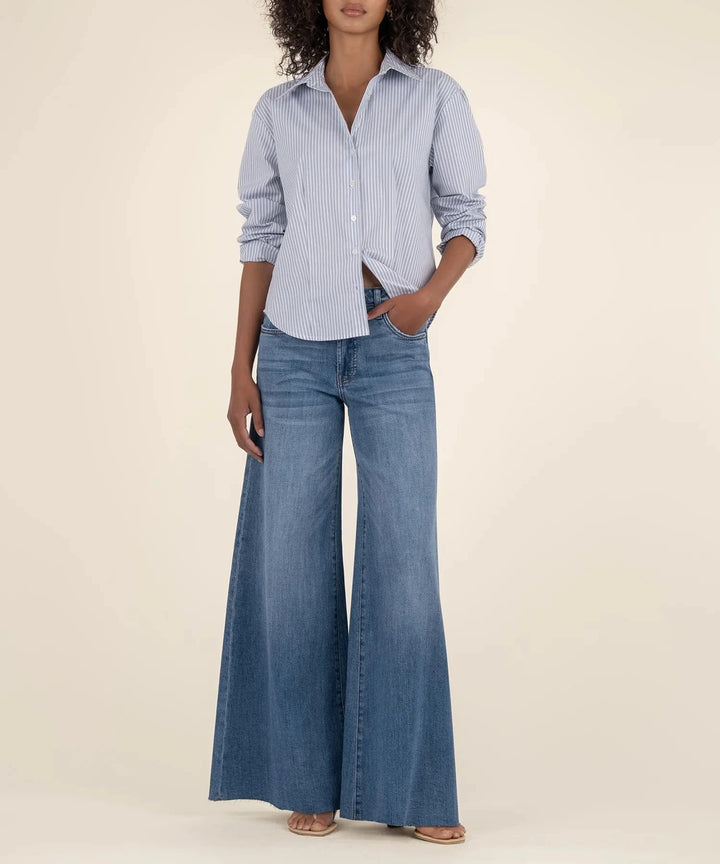 KUT from the Kloth Denim Charming w/ Med Wash / 00 Blake High Rise Super Wide Leg - KP2181MA2