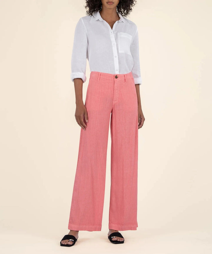KUT from the Kloth Pants Salmon / 00 Meg Linen High Rise Wide Leg Pants